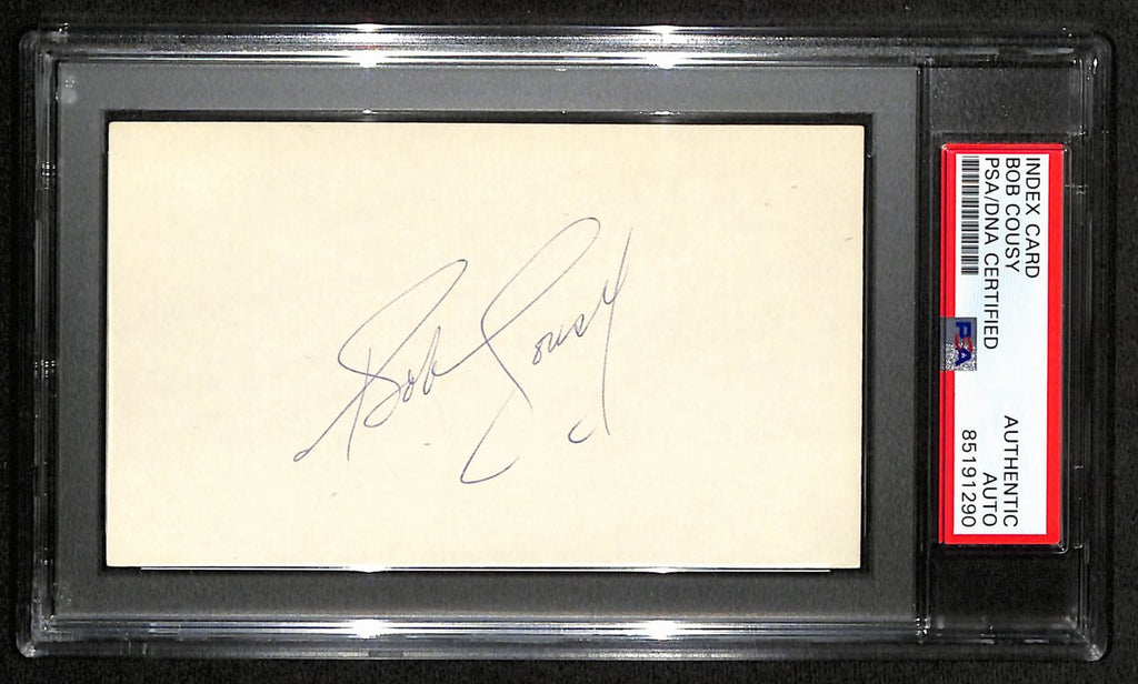 Bob Cousy HOF Signed/Auto 3x5 Index Card Boston Celtics PSA/DNA 188562