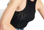 Black Topshop Broderie Anglaise Racerback Tank - Size Small