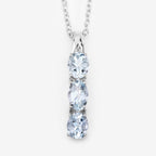0.95 Carat Genuine Aquamarine and White Diamond .925 Sterling Silver Pendant