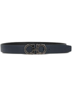 Ferragamo Men Semi-Matt Grained Leather Reversible Gancini Belt