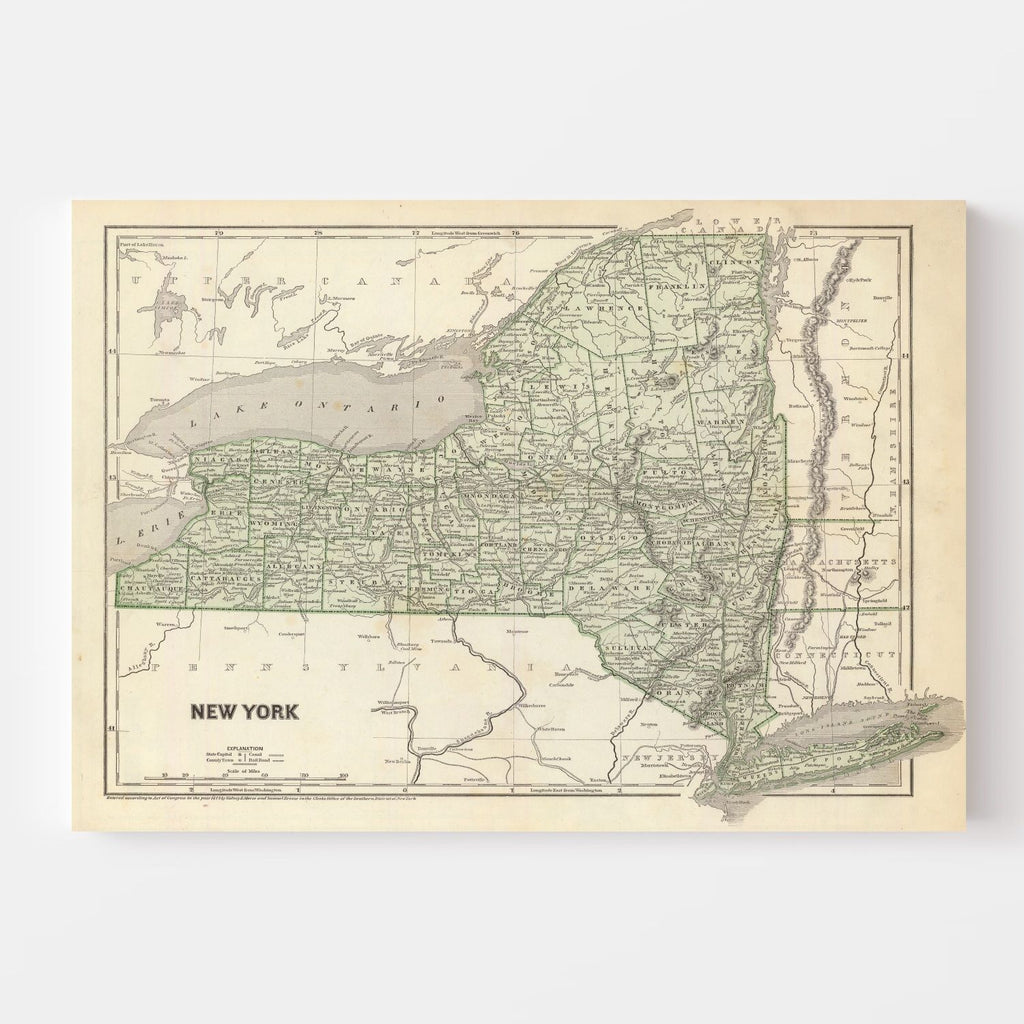 Vintage Map of New York 1842