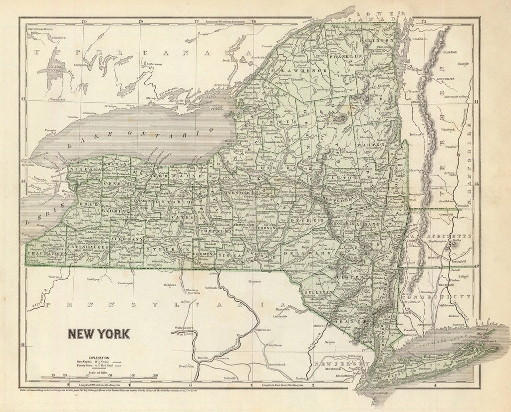 Vintage Map of New York 1842