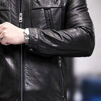 Racer Leather Jacket // Black // Style 2