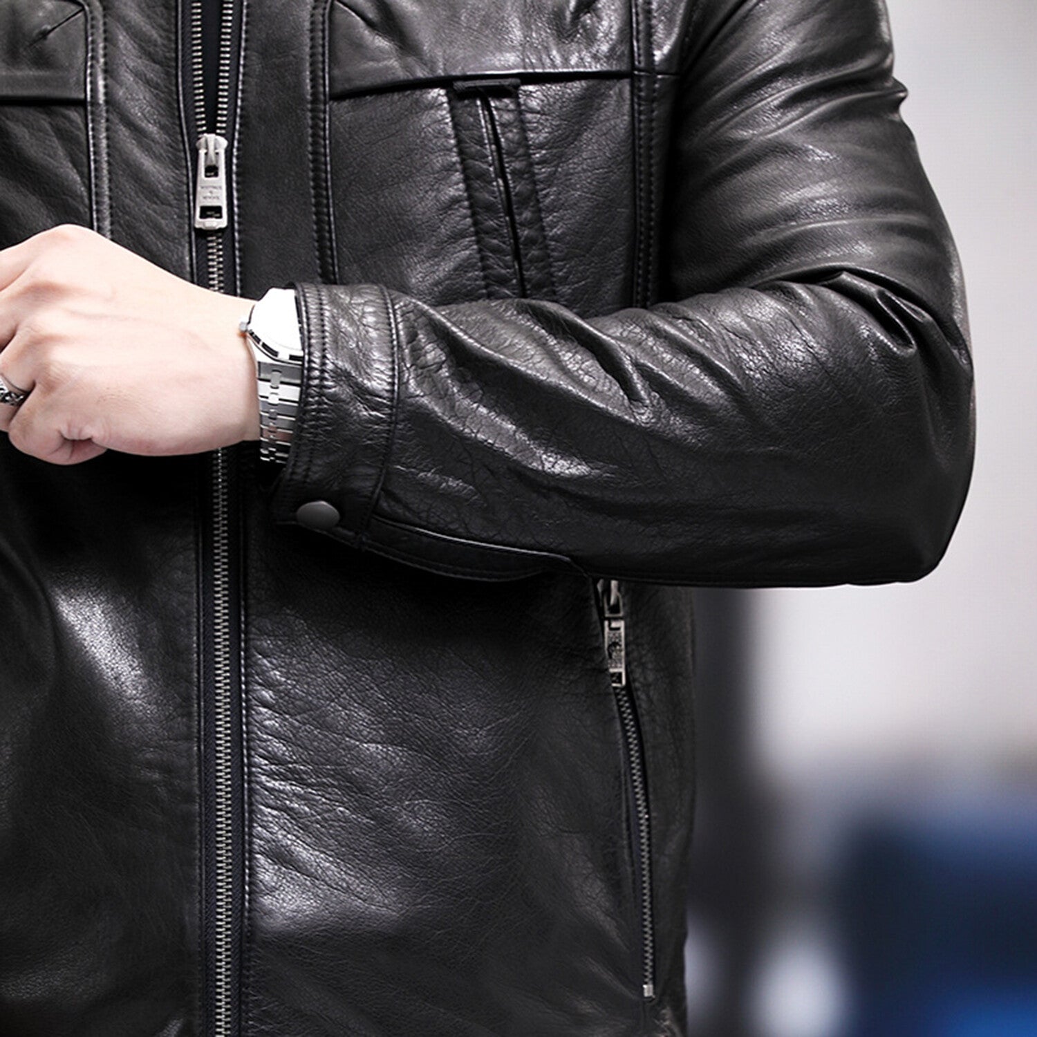 Racer Leather Jacket // Black // Style 2