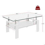 Modern Rectangular Coffee Table With Tempered Transparent