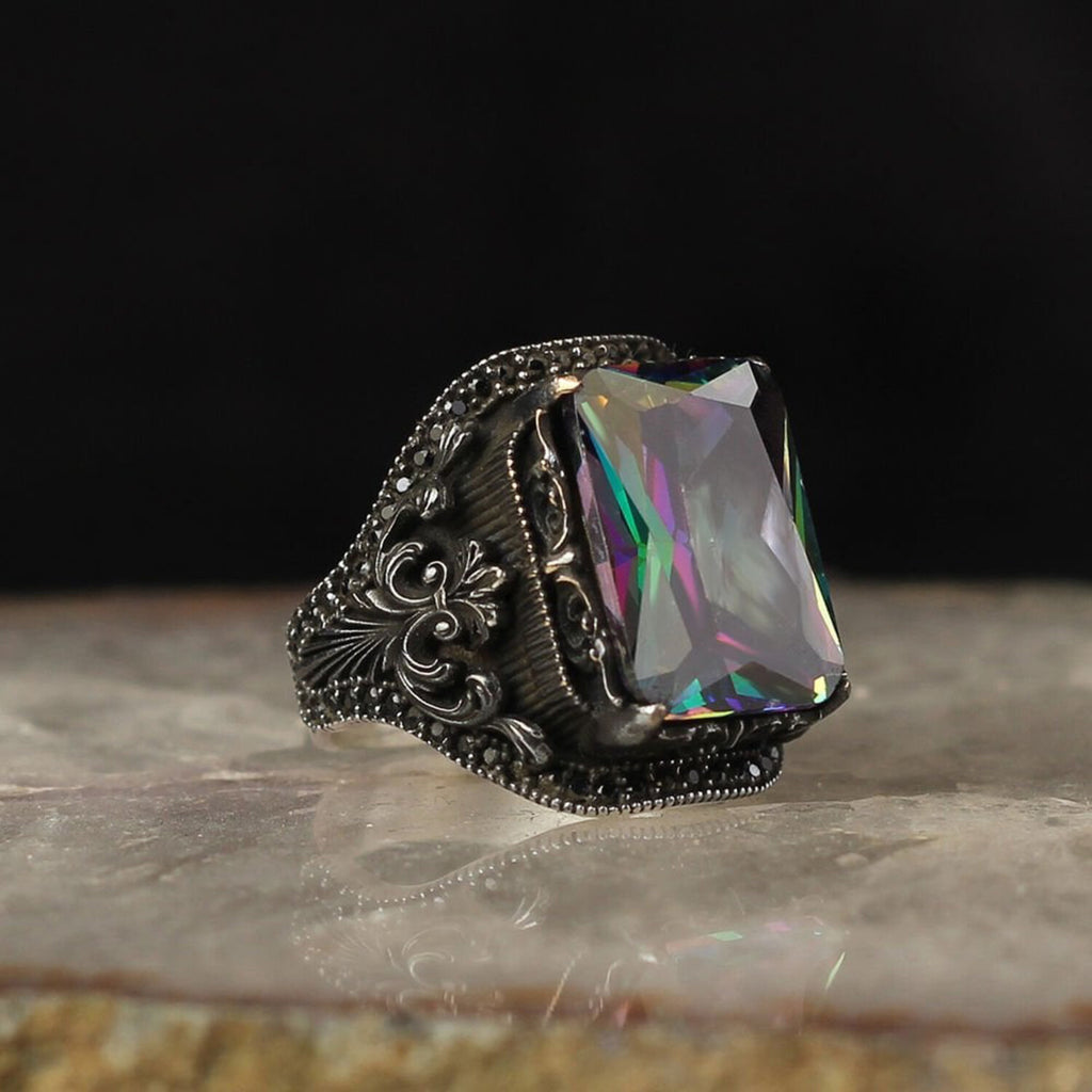 Mystic Topaz Stone V1 // Silver + Multicolor