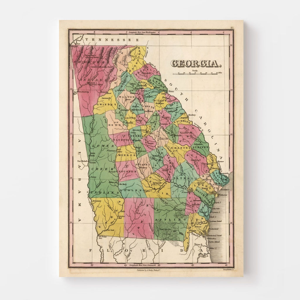Vintage Map of Georgia 1824