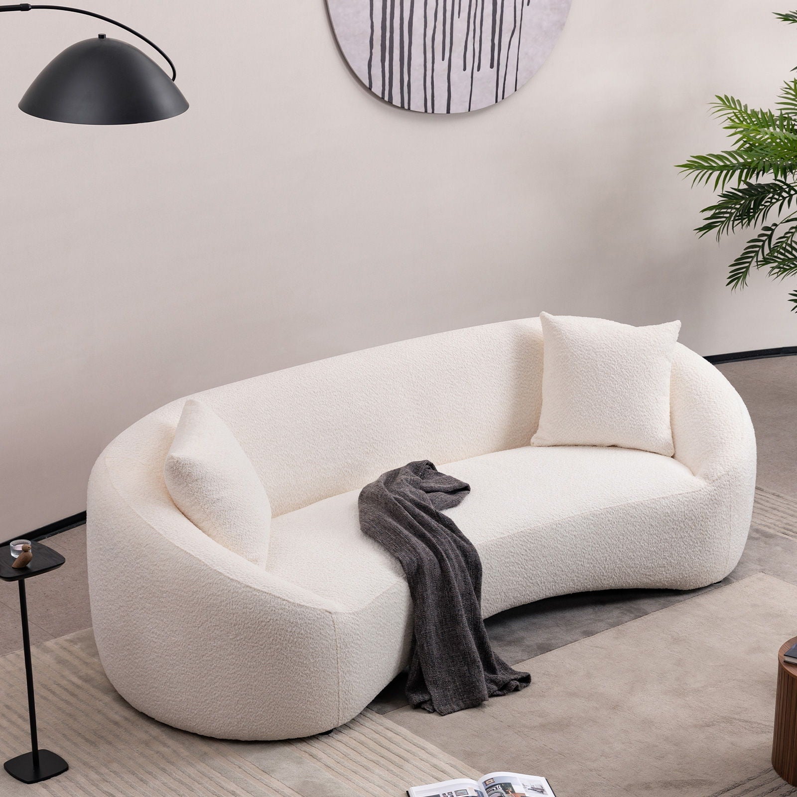 Curved 3 Seater Sofa - White