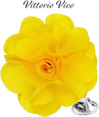 Vittorio Vico Unisex Satin Solid Flower Lapel Pin