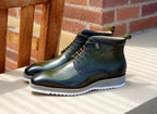 Maurice Burnished Calfskin Boot - Hunter Green