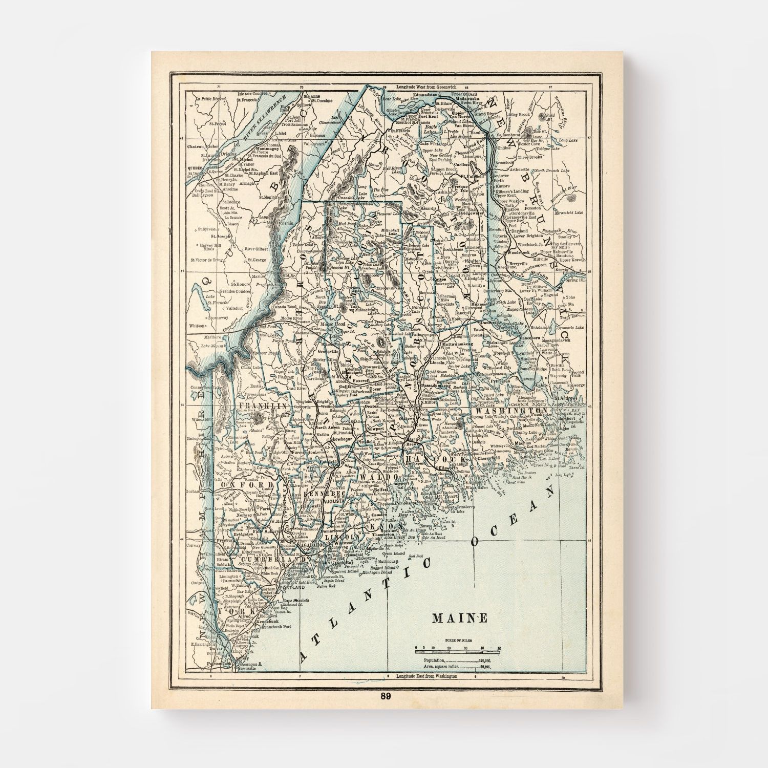 Vintage Map of Maine 1893