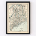 Vintage Map of Maine 1893