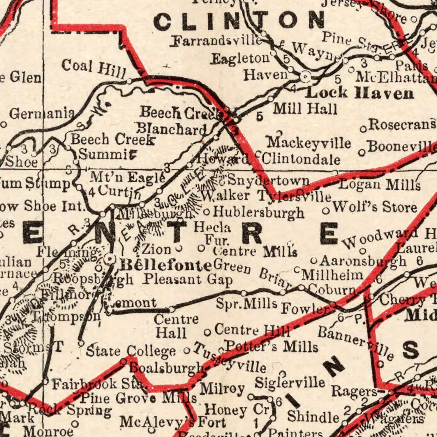 Vintage Map of Pennsylvania 1893