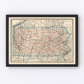 Vintage Map of Pennsylvania 1893