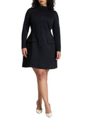 ELOQUII Women's Plus Size Mock Neck Mini Dress - 20, Black Onyx