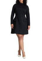 ELOQUII Women's Plus Size Mock Neck Mini Dress - 20, Black Onyx