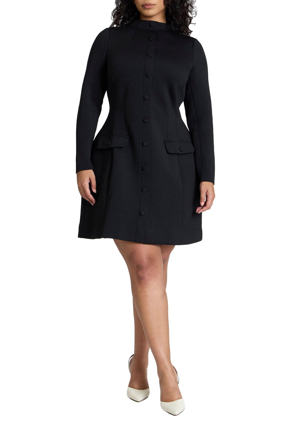 ELOQUII Women's Plus Size Mock Neck Mini Dress - 28, Black Onyx