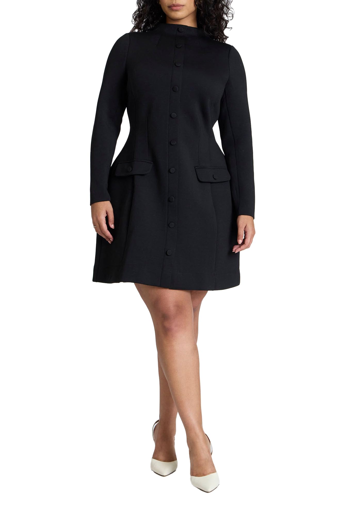 ELOQUII Women's Plus Size Mock Neck Mini Dress - 18, Black Onyx