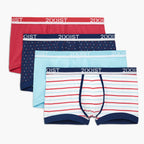 Stretch Trunk 4-Pack // Blue Topaz + Star Print + Rasberry Wine + Americana Pop