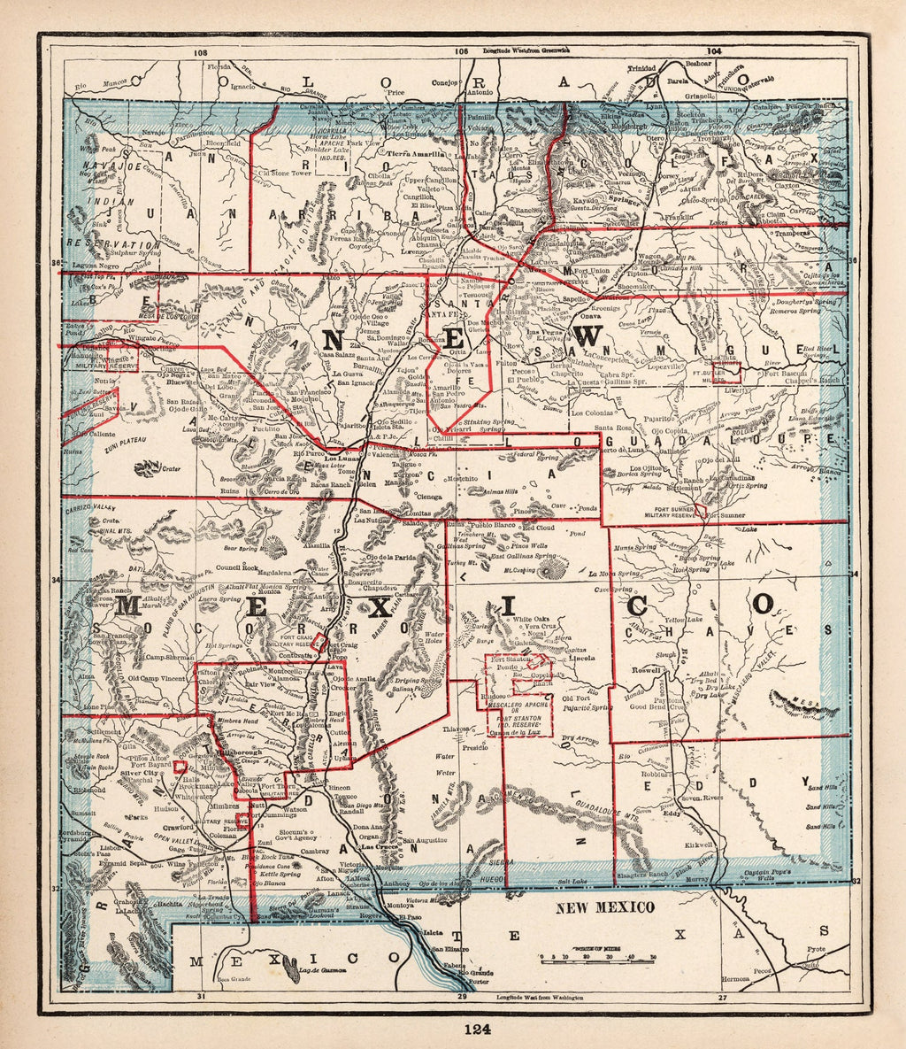 Vintage Map of New Mexico 1893