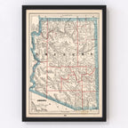 Vintage Map of Arizona 1893