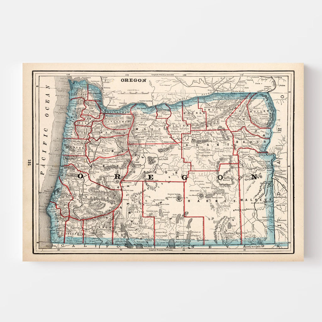Vintage Map of Oregon 1893