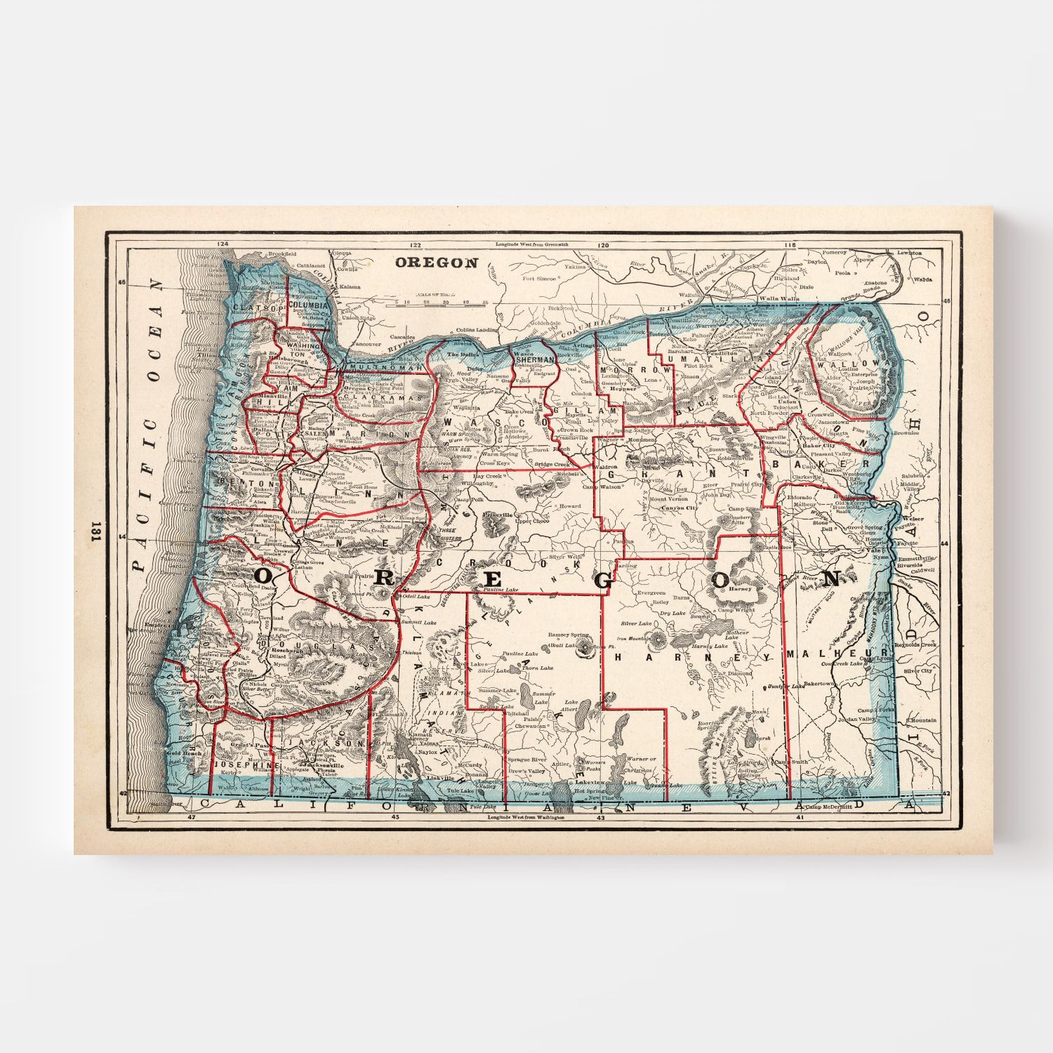 Vintage Map of Oregon 1893