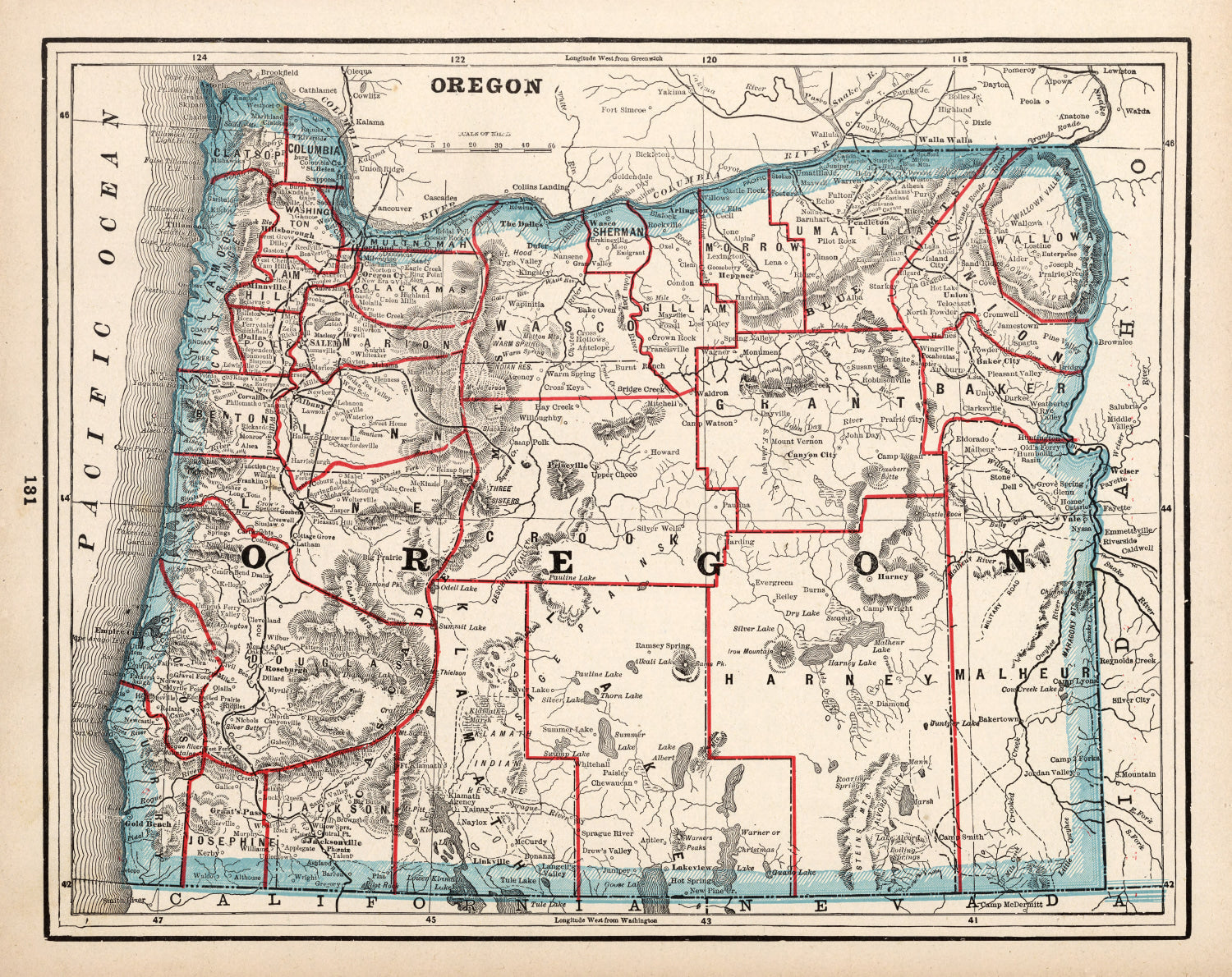 Vintage Map of Oregon 1893