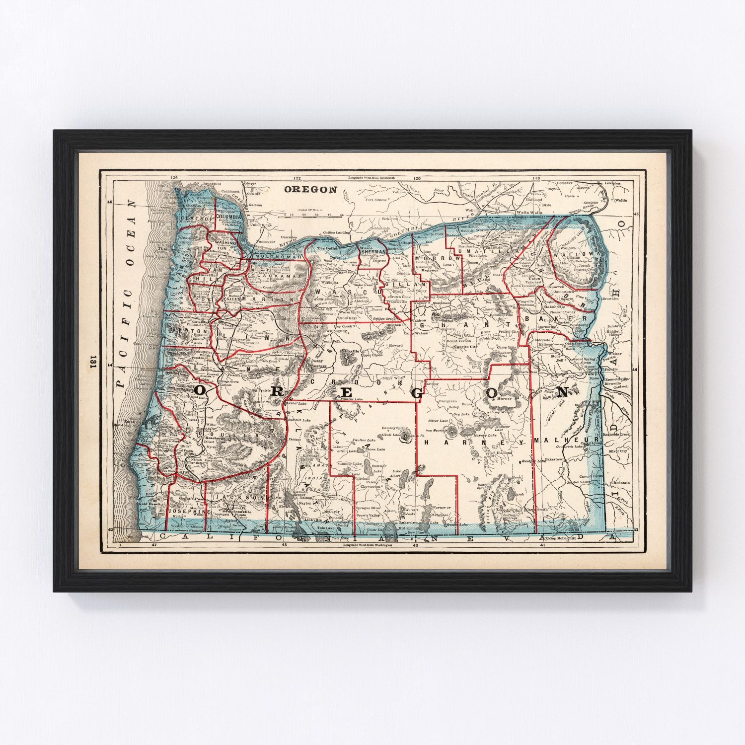 Vintage Map of Oregon 1893