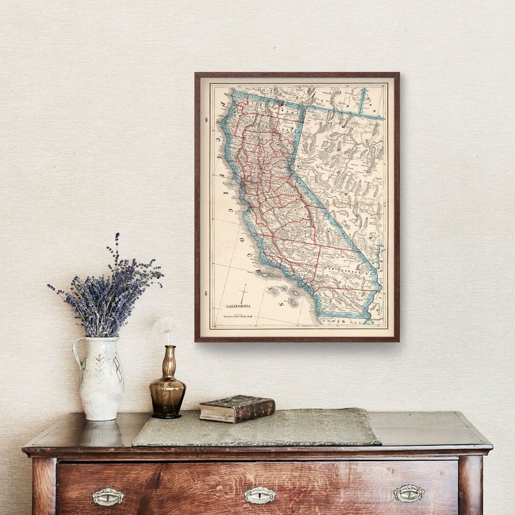 Vintage Map of California 1893