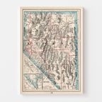 Vintage Map of Nevada 1893