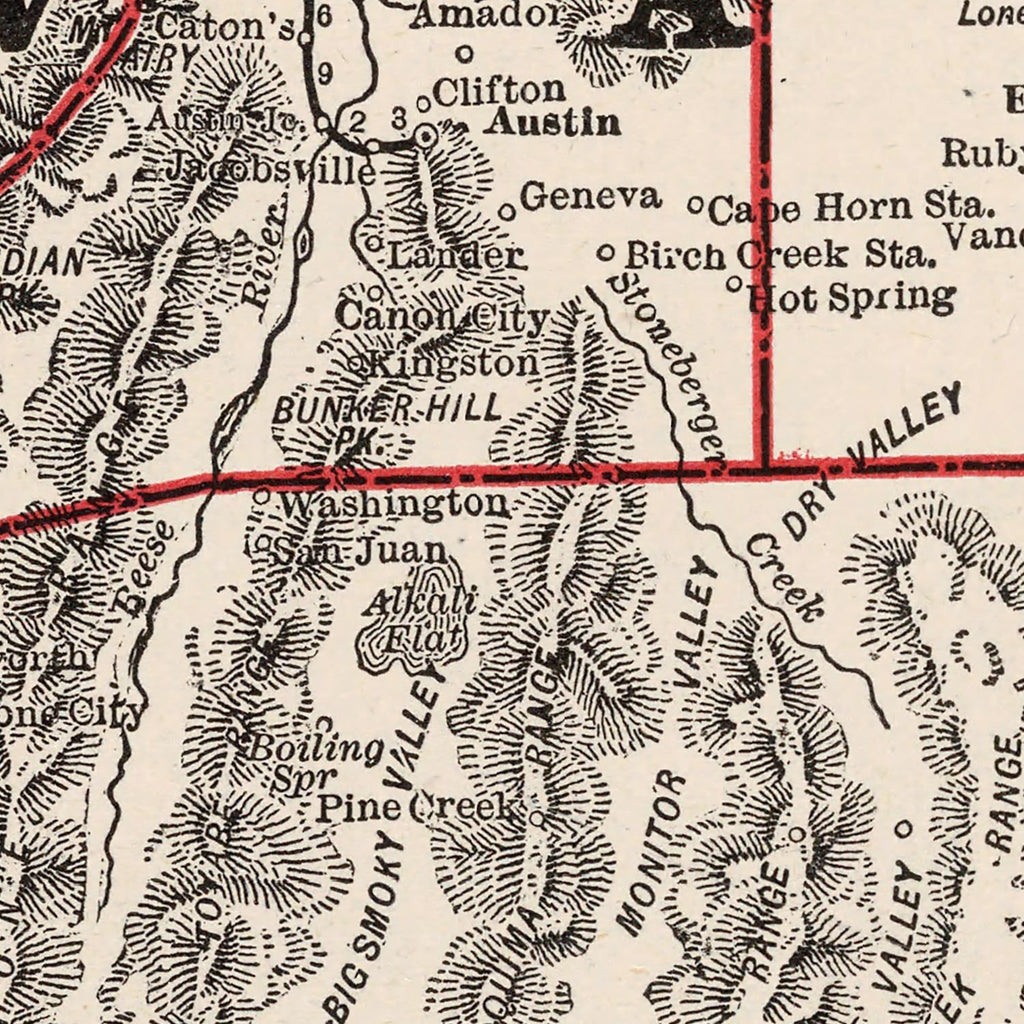 Vintage Map of Nevada 1893