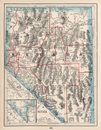 Vintage Map of Nevada 1893
