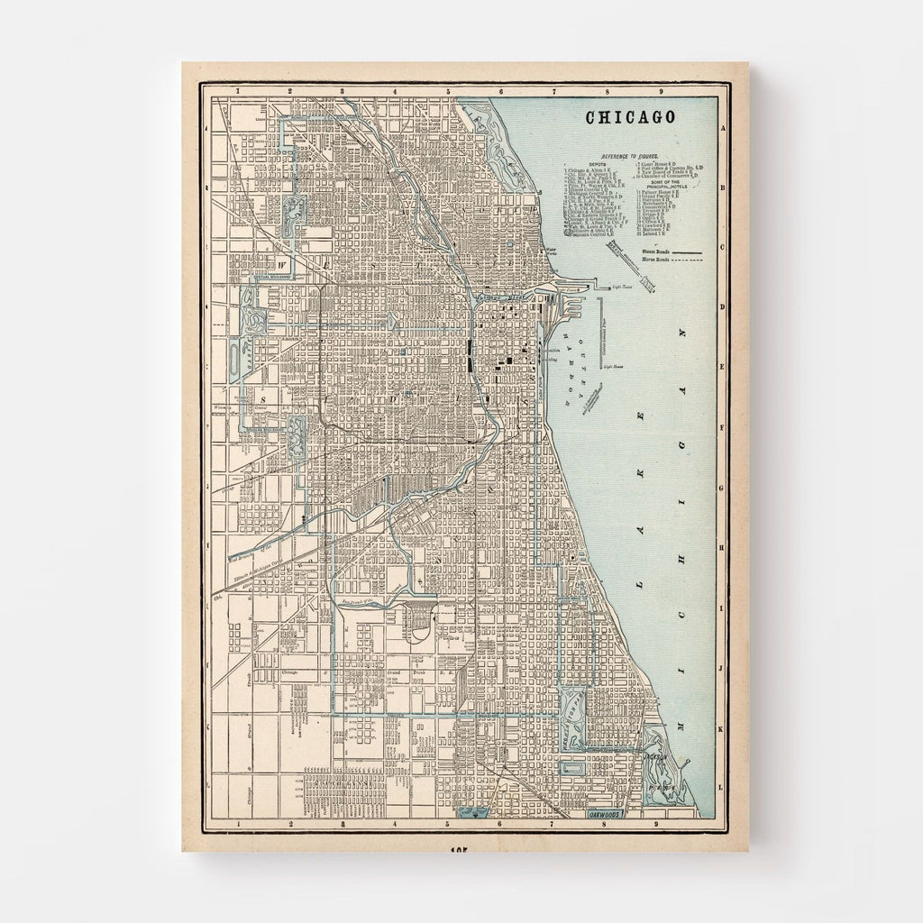 Vintage Map of Chicago, Illinois 1893