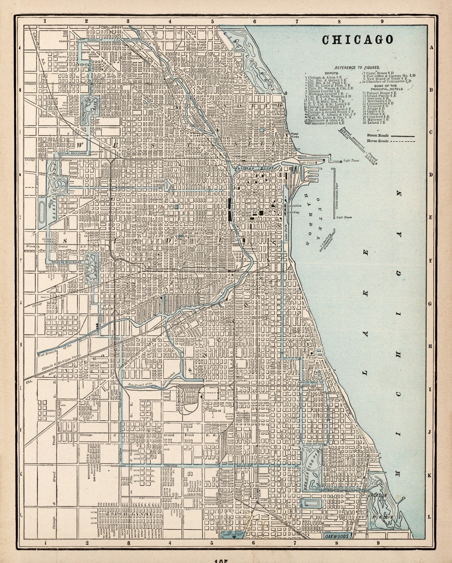 Vintage Map of Chicago, Illinois 1893