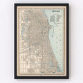 Vintage Map of Chicago, Illinois 1893