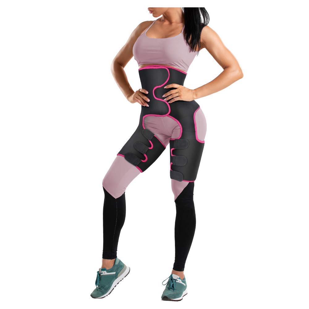 FineLife 3 in 1 Waist and Thigh Trimmer Shaper Black and Pink Large XL