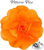 Vittorio Vico Unisex Satin Solid Flower Lapel Pin