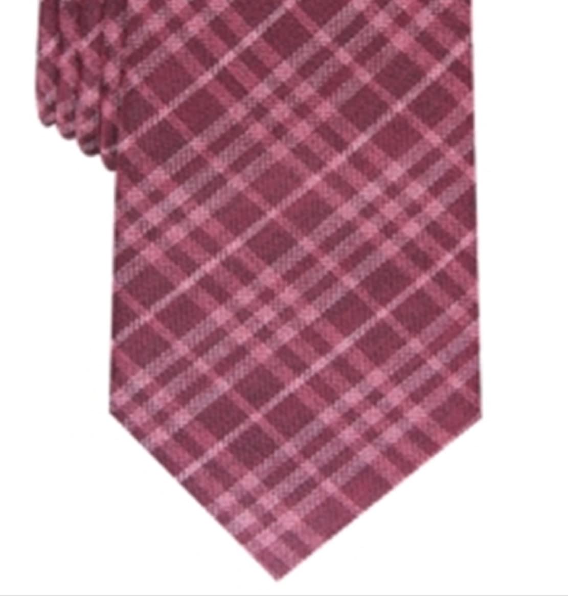 Bar III Mens Cooper Silk Blend Plaid Neck Tie Red OS
