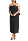 ELOQUII Women's Plus Size Pleated Bodice Bow Detail Dress - 14, Black Onyx