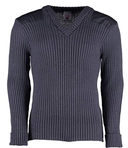 York Woolly Pully Vee Neck Sweater with Patches with Epaulets