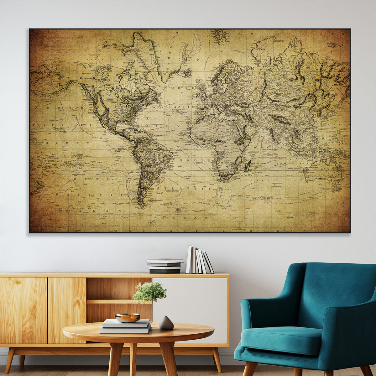 Push Pin World Map Canvas Print | Travel Tracker Wall Art
