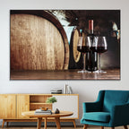 Wine and Barrel Wall Art Canvas Print