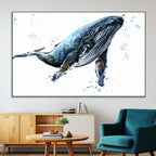 Watercolor Whale Wall Art Canvas Print