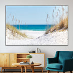 Serene Coastal Dune Path with Ocean View, 3-Panel Beach Canvas Wall Art