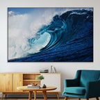 Ocean Wave at Sunset Canvas Art, Large Wall Print of Vibrant Water Waves