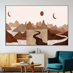 Boho Wall Art Canvas Print Set | Mid-Century Bohemian Wall Artwork, Boho Neutral
