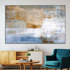 Blue Multi Panel Abstract Wall Art Canvas, Abstract Blue and Gold Canvas Print