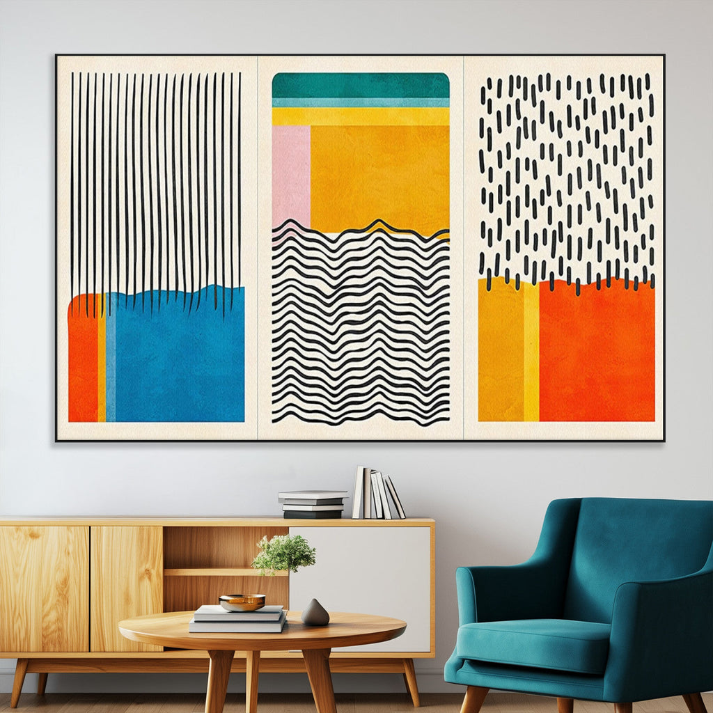 Canvas Print Wall Art Abstract Illustration Art Boho, Framed Abstract Boho Art
