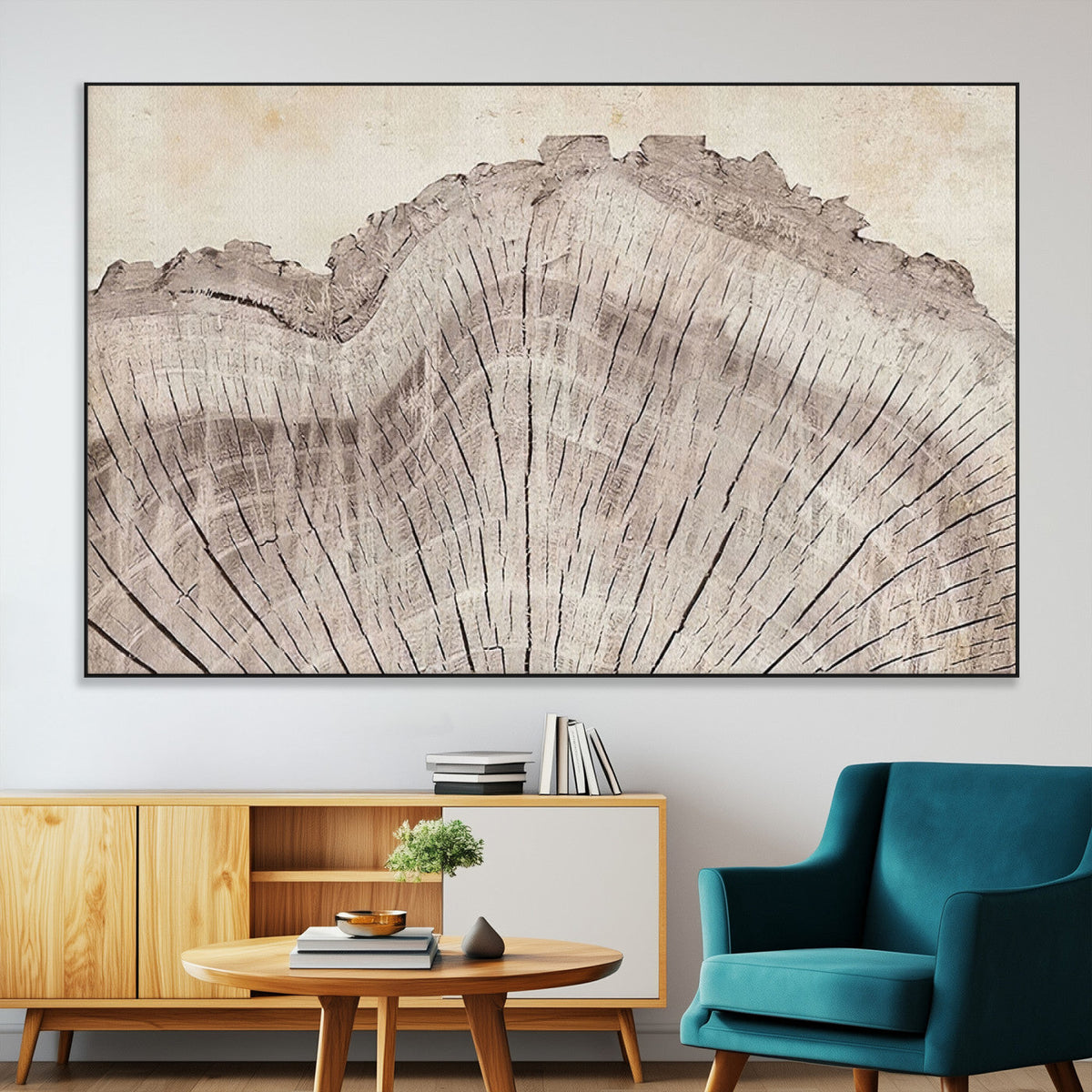 Tree Ring Wall Art Triptych, Rustic Wood Ring Canvas Print
